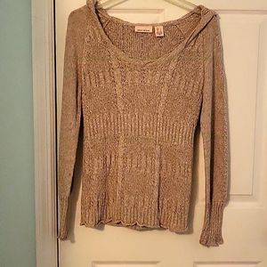 Hooded DKNY jeans sweater, light brown.